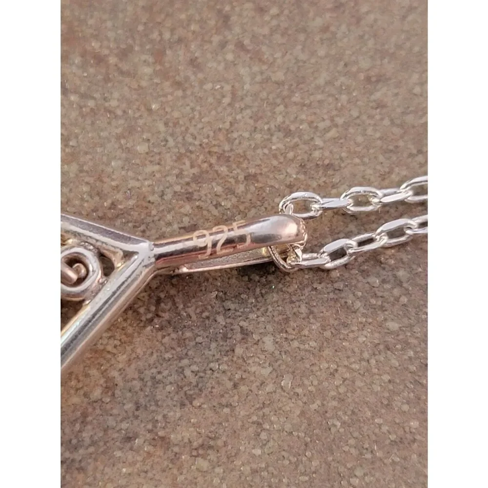Sterling Silver Artisan Textured Tear Drop Loop Tag Necklace